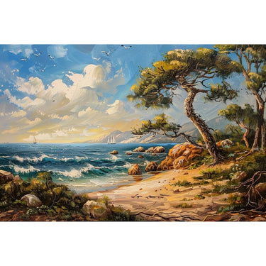 Sea Scape with Trees Canvas
